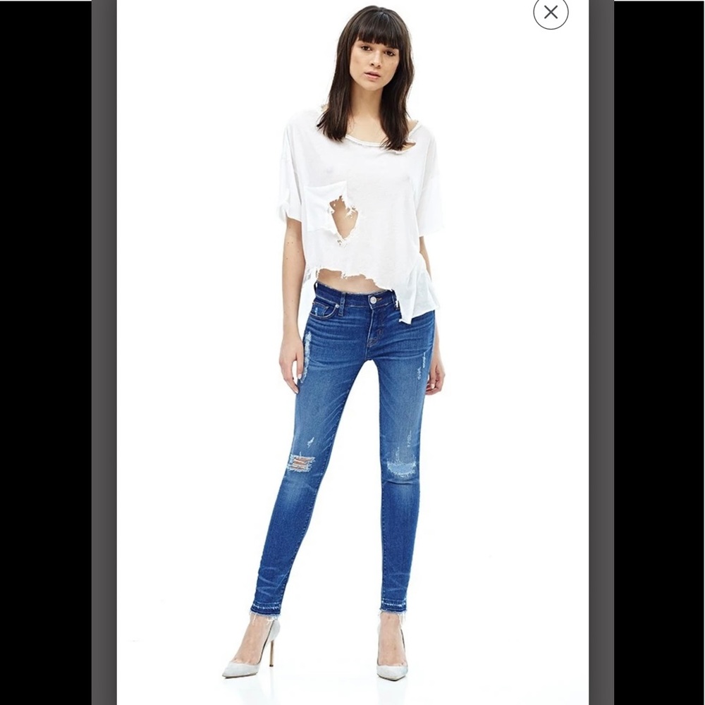 HUDSON Ankle Krista Super Skinny  Distressed Jeans W/ Release Hem Women’s 26.